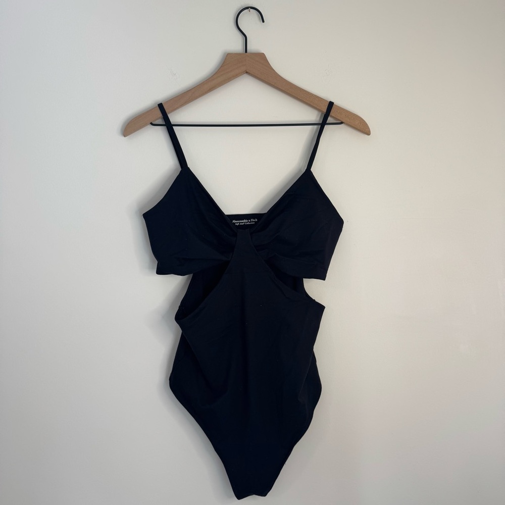 Abercrombie Cut Out Black Bodysuit Double Lined Size Large